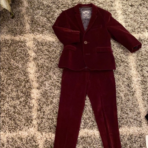 Gorgeous Red velvet appaman suit with brocade vest